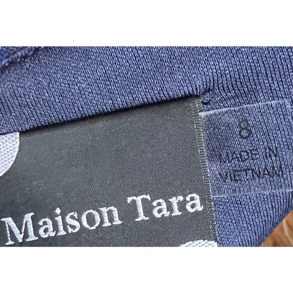 Maison Tara Women's Long Sleeve Velvet Burnout Mock Neck Maxi Dress Blue Sz 8 - Picture 7 of 8